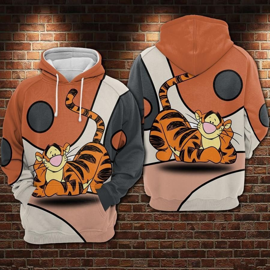 Tigger Cartoon Winnie The Pooh Irish Over Print 3d Hoodie Zip Hoodie 1244