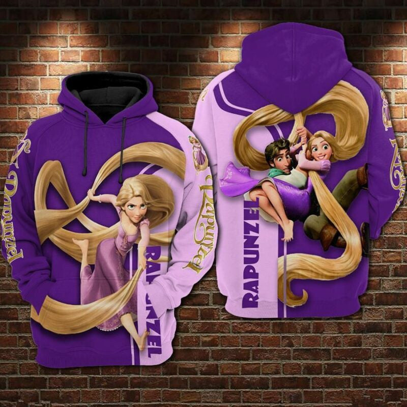Tangled Rapunzel Movies Disney Princess Over Print 3d Hoodie Zip Hoodie